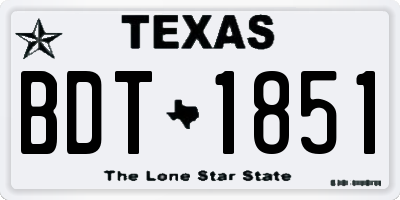 TX license plate BDT1851