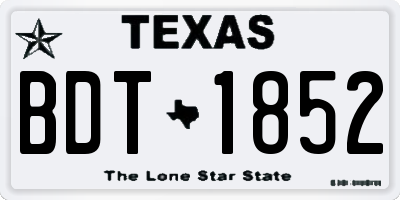 TX license plate BDT1852