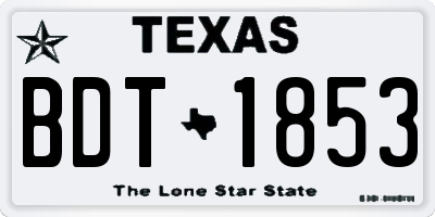 TX license plate BDT1853
