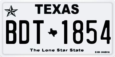 TX license plate BDT1854