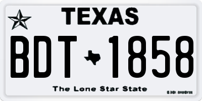 TX license plate BDT1858