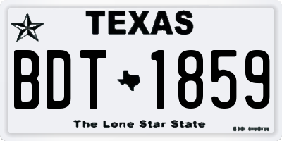 TX license plate BDT1859