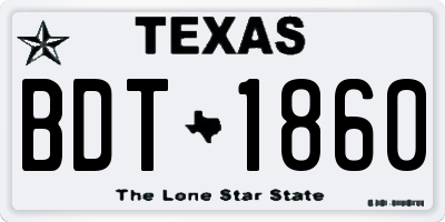 TX license plate BDT1860