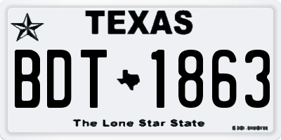TX license plate BDT1863