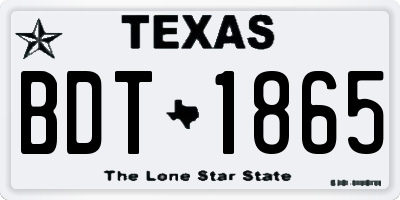 TX license plate BDT1865