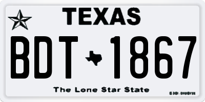 TX license plate BDT1867