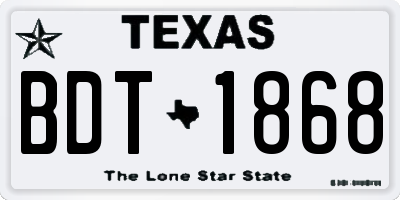 TX license plate BDT1868