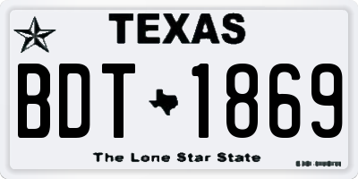 TX license plate BDT1869
