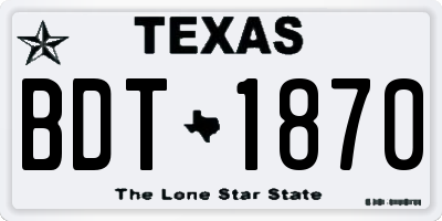 TX license plate BDT1870