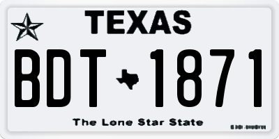 TX license plate BDT1871