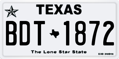 TX license plate BDT1872