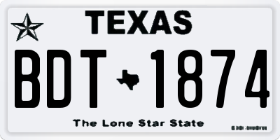 TX license plate BDT1874
