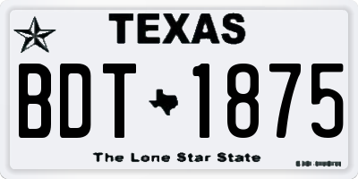 TX license plate BDT1875