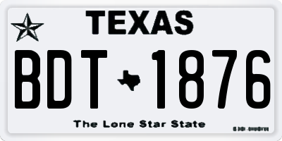 TX license plate BDT1876