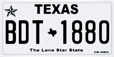 TX license plate BDT1880
