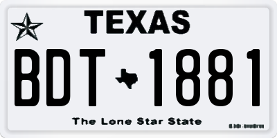 TX license plate BDT1881