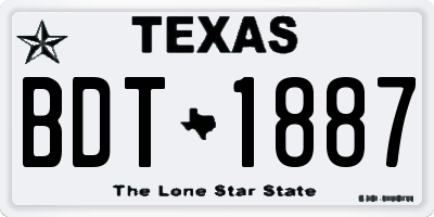 TX license plate BDT1887