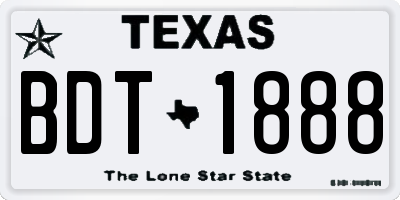 TX license plate BDT1888