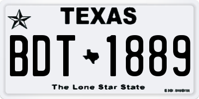 TX license plate BDT1889