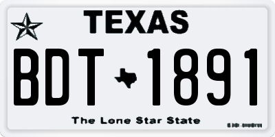 TX license plate BDT1891