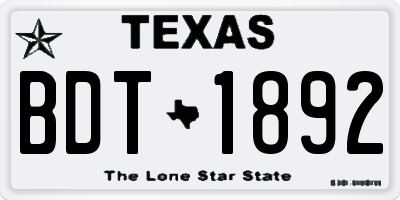 TX license plate BDT1892