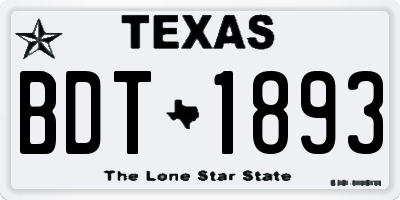 TX license plate BDT1893
