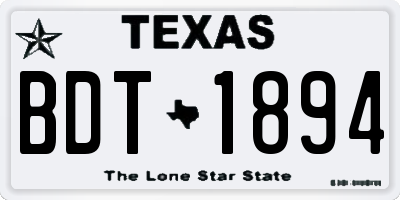 TX license plate BDT1894