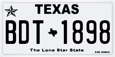 TX license plate BDT1898