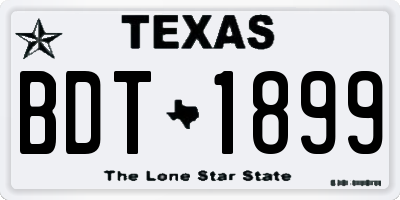 TX license plate BDT1899