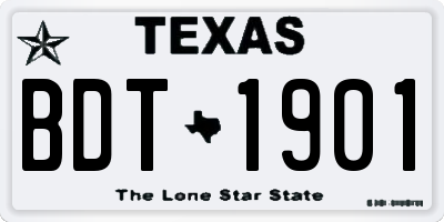 TX license plate BDT1901