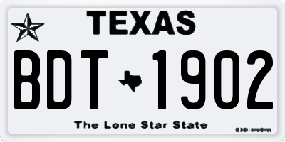 TX license plate BDT1902