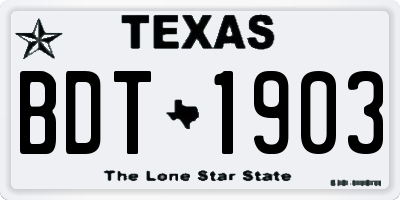 TX license plate BDT1903