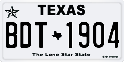 TX license plate BDT1904