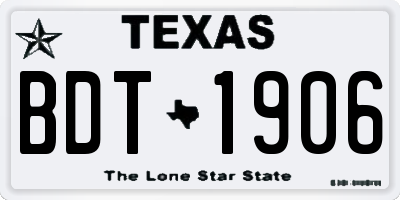 TX license plate BDT1906