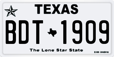 TX license plate BDT1909