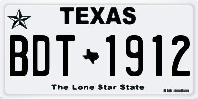 TX license plate BDT1912