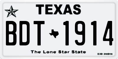 TX license plate BDT1914