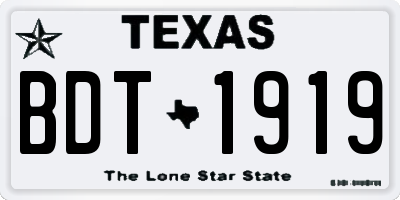 TX license plate BDT1919