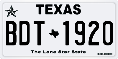 TX license plate BDT1920