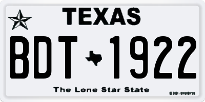 TX license plate BDT1922