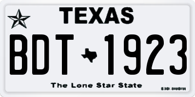 TX license plate BDT1923