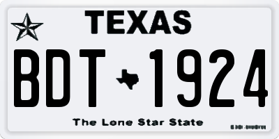 TX license plate BDT1924
