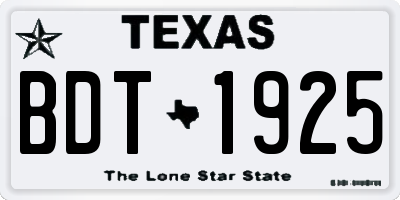 TX license plate BDT1925