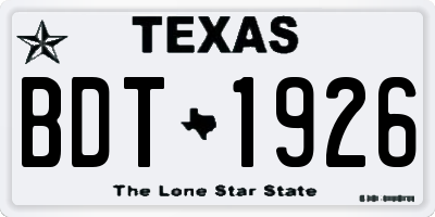 TX license plate BDT1926