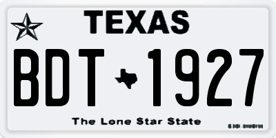 TX license plate BDT1927