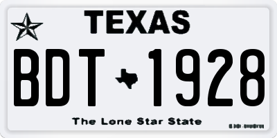 TX license plate BDT1928