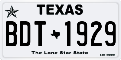TX license plate BDT1929