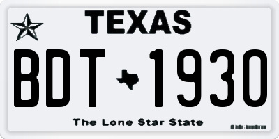 TX license plate BDT1930