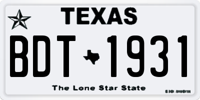 TX license plate BDT1931