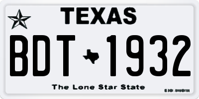 TX license plate BDT1932